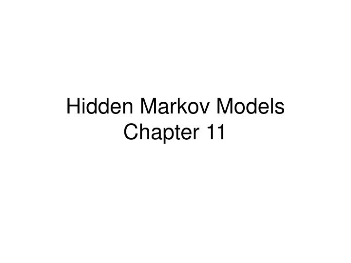 hidden markov models chapter 11