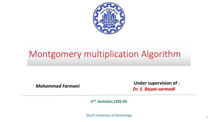 montgomery multiplication algorithm