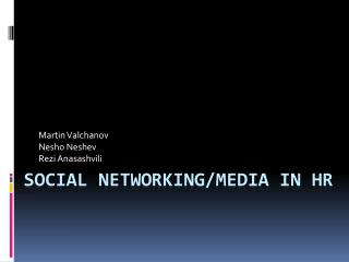 Social Networking/Media in HR