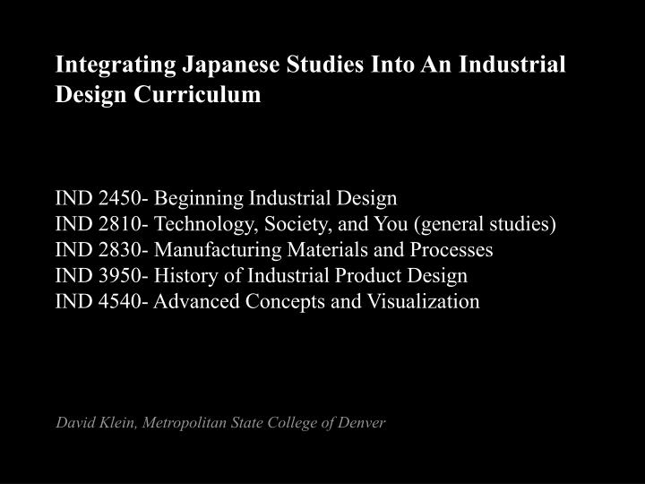 integrating japanese studies into an industrial design curriculum