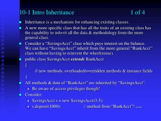 10-1 Intro Inheritance				1 of 4