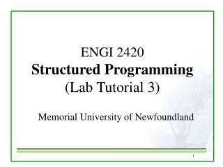 ENGI 2420 Structured Programming (Lab Tutorial 3)