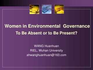 Women in Environmental Governance