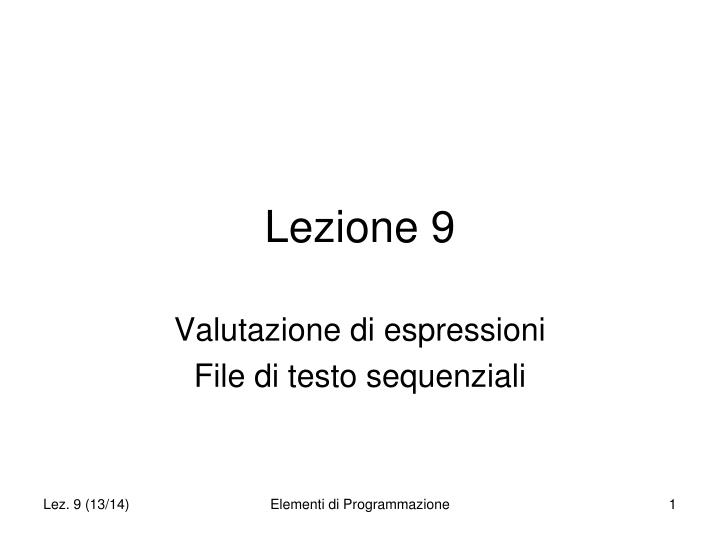 lezione 9