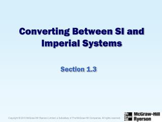 Converting Between SI and Imperial Systems