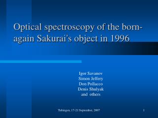 Optical spectroscopy of the born-again Sakurai's object in 1996