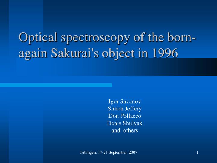 optical spectroscopy of the born again sakurai s object in 1996