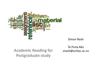 Simon Nash Te Puna Ako snash@unitec.ac.nz