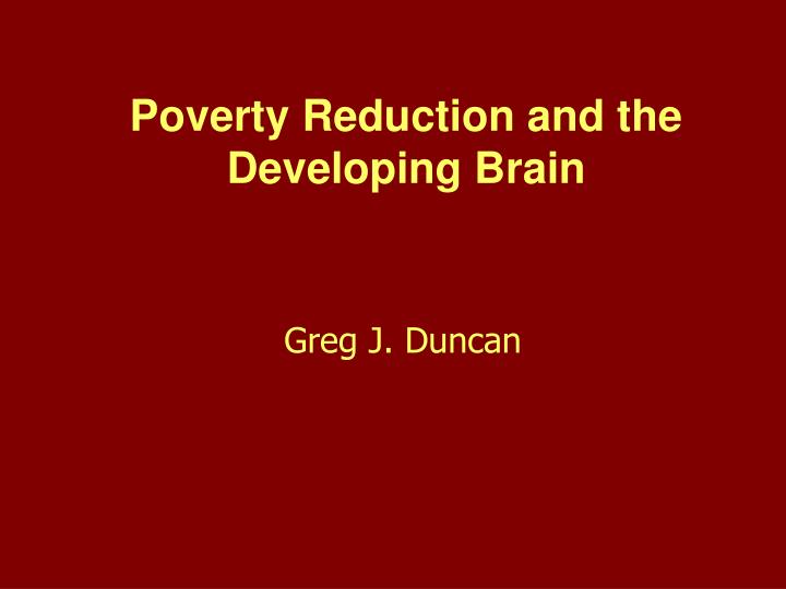 poverty reduction and the developing brain