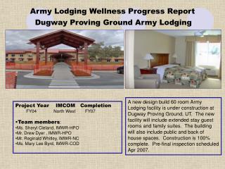 Army Lodging Wellness Progress Report
