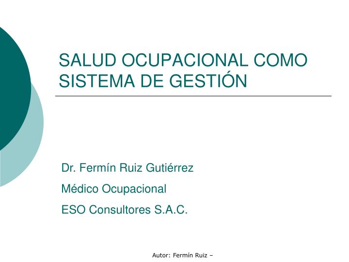 salud ocupacional como sistema de gesti n