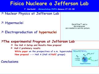 Fisica Nucleare a Jefferson Lab F. Garibaldi - Miniworkshop INFN- Genova 27-02-08