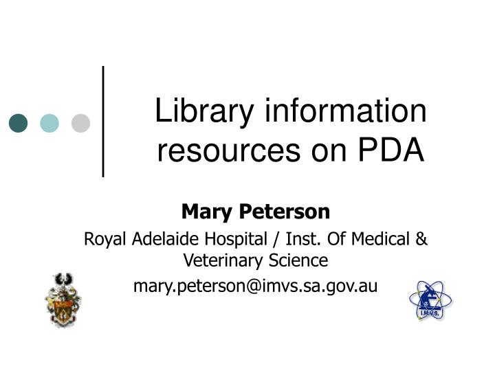 library information resources on pda