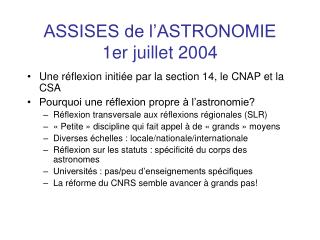 assises de l astronomie 1er juillet 2004