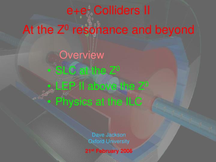e e colliders ii at the z 0 resonance and beyond