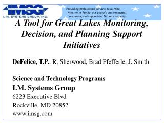 A Tool for Great Lakes Monitoring, Decision, and Planning Support Initiatives