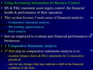 Using Accounting Information for Business Control