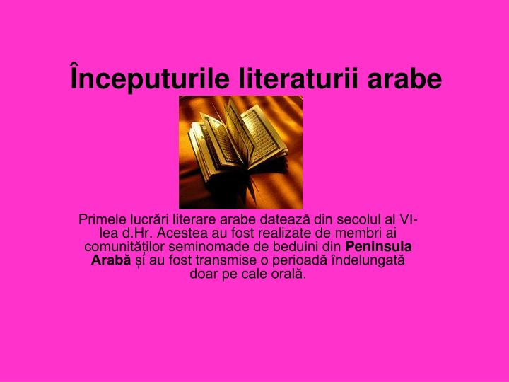 nceputurile literaturii arabe