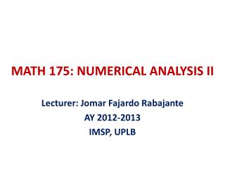 MATH 175: NUMERICAL ANALYSIS II