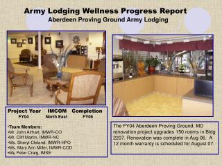 Army Lodging Wellness Progress Report