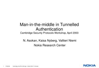 Man-in-the-middle in Tunnelled Authentication Cambridge Security Protocols Workshop, April 2003