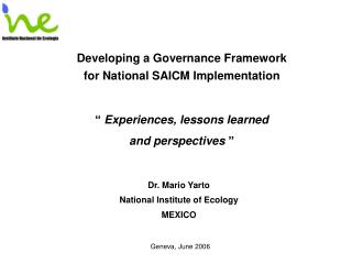 Developing a Governance Framework for National SAICM Implementation
