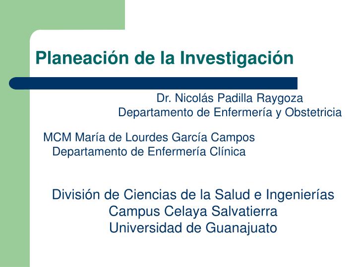 planeaci n de la investigaci n