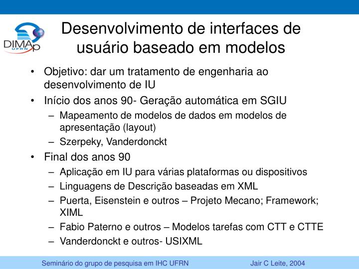 desenvolvimento de interfaces de usu rio baseado em modelos