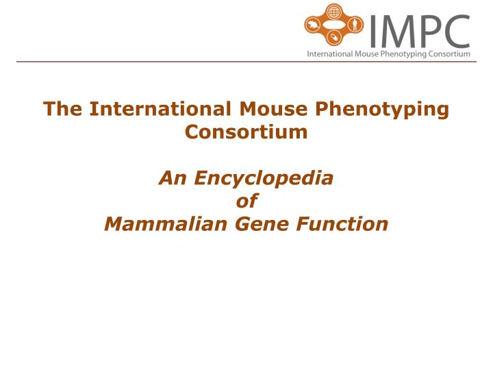 the international mouse phenotyping consortium an encyclopedia of mammalian gene function