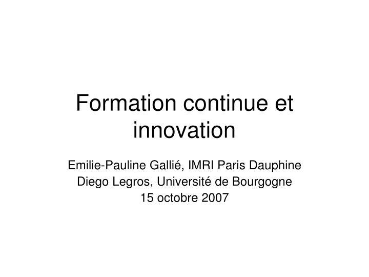 formation continue et innovation