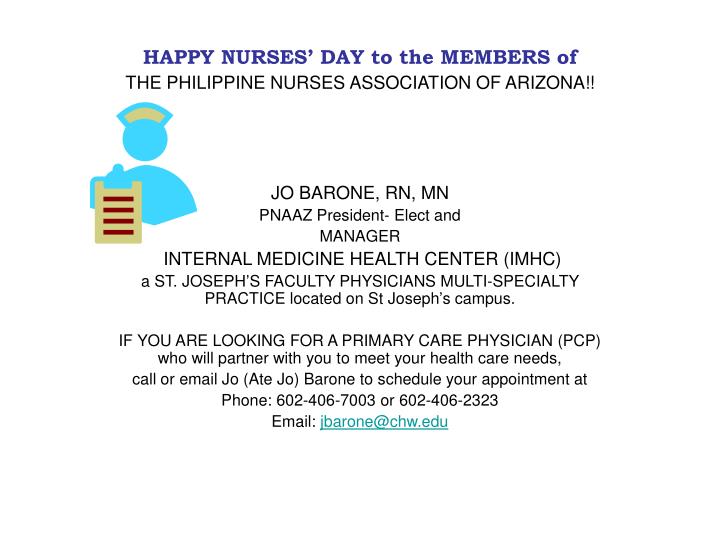 happy nurses day to the members of the philippine nurses association of arizona