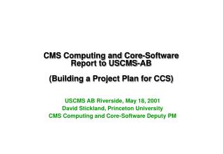 CMS Computing and Core-Software Report to USCMS-AB (Building a Project Plan for CCS)