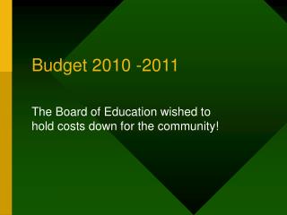 Budget 2010 -2011