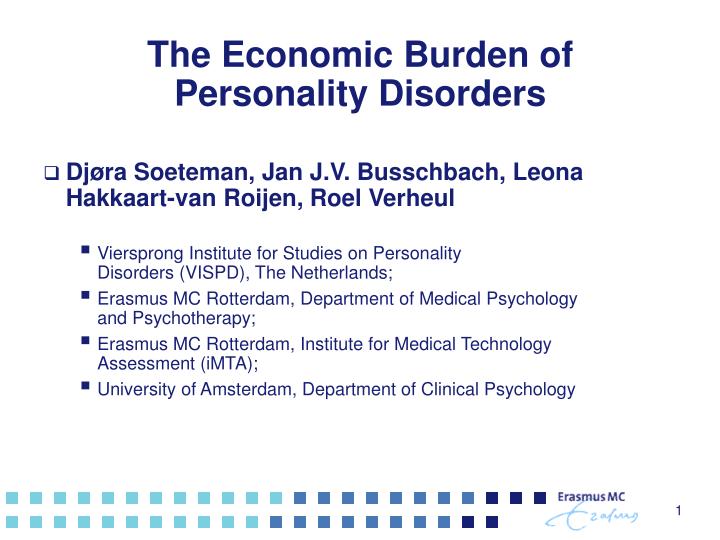 the economic burden of personality disorders