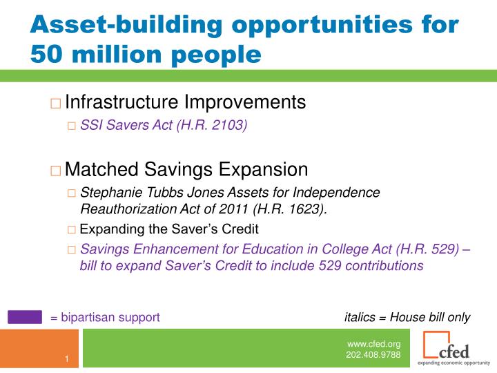asset building opportunities for 50 million people