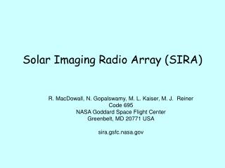 Solar Imaging Radio Array (SIRA)