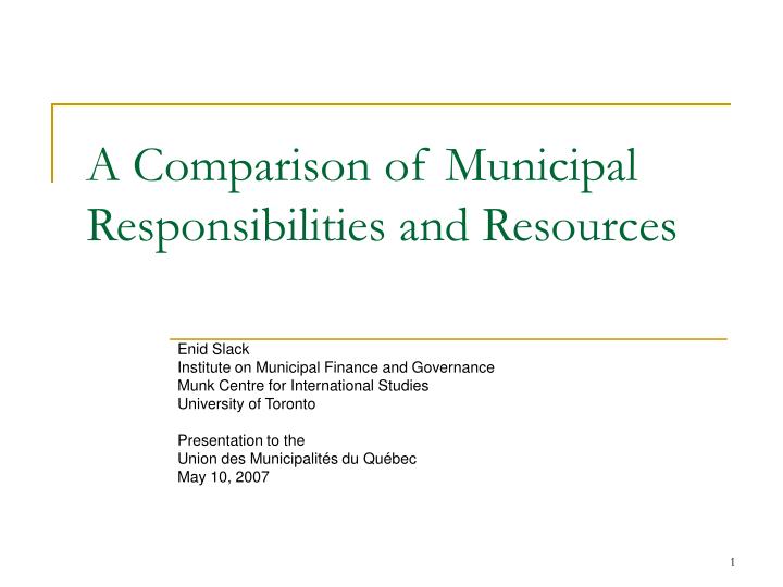 a comparison of municipal responsibilities and resources