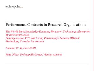 Performance Contracts in Research Organisations