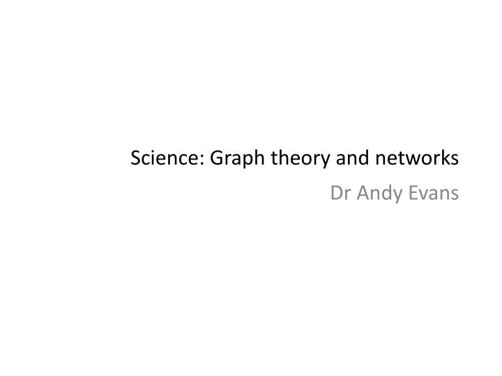 science graph theory and networks
