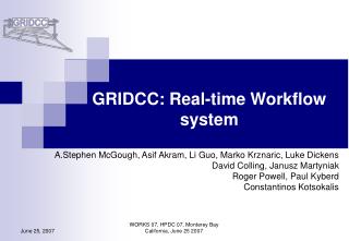 GRIDCC: Real-time Workflow system