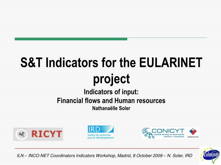 s t indicators for the eularinet project