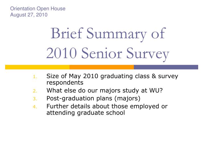 brief summary of 2010 senior survey