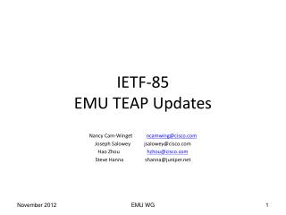 IETF-85 EMU TEAP Updates