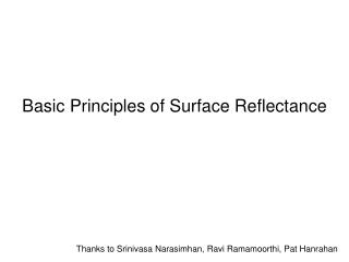 Basic Principles of Surface Reflectance