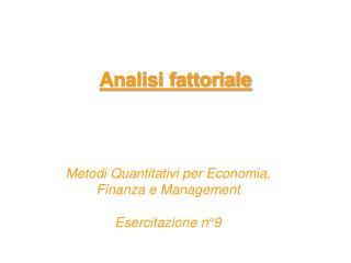 analisi fattoriale