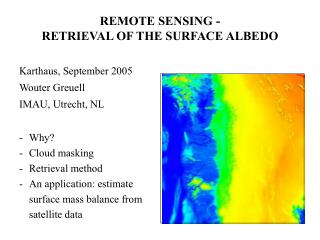 REMOTE SENSING - RETRIEVAL OF THE SURFACE ALBEDO