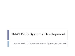 IMAT1906 Systems Development