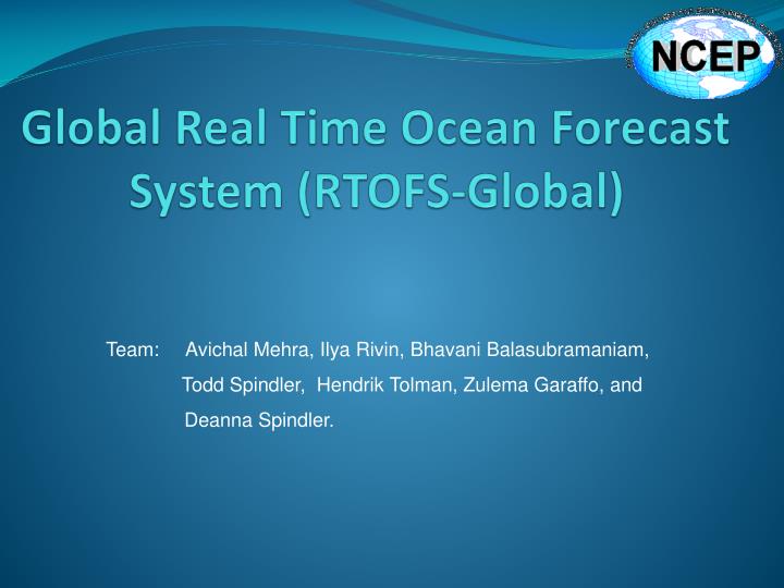 g lobal real time ocean forecast system rtofs global