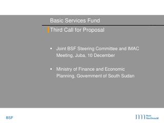 Basic Services Fund Third Call for Proposal