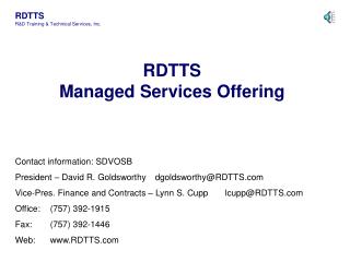 RDTTS Managed Services Offering